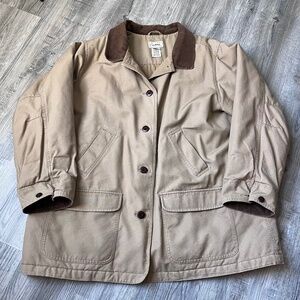 LL Bean Chore Barn Coat 3x Cotton With Thinsulate Lining Corduroy Collar Cuffs